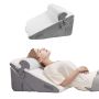Orthopedic bed wedge pillow, 3-piece, with foam, white/gray, postoperative, for snoring relief