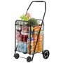 Foldable shopping trolley with swivel wheels, black, 40.8 kg