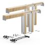 Pocket door frame set 1219–1829 mm wide, 2032 mm high, wood and galvanized steel, with soft-close mechanism