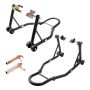 Motorcycle lift with stand, 0.39 t, front/rear wheel holder, black