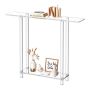 Acrylic narrow console table, 2 tiers, transparent, 19.3x100x80 cm