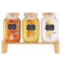 Beverage dispensers 3 x 3.8 L with wooden stand and stainless steel tap