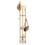 Freestanding coat rack with quartz stone base, 9 hooks
