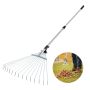 Adjustable metal garden rake, 19-57 cm head, 81.3-160 cm handle