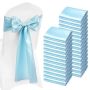 Satin chair sash ribbons, 7x108 cm, light blue, 100 pcs.