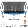 14ft outdoor trampoline with net, ladder and spring cover