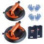 Glass vacuum suction cups with steel handle, 20.3 cm, 2 pcs., industrial, load capacity 279 kg