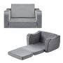 Children's folding sofa with armrests, gray, m, 2 in 1