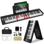 Foldable 61-key digital piano with Bluetooth and MIDI, black