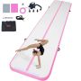Inflatable gymnastics mat, 16 feet, 4 inches thick, pink, with pump