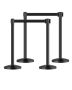 Carbon steel posts with 4 retractable straps, black, 4 pcs.