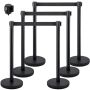 Crowd Control Poles with 3 Retractable Bars, 6.5 Feet