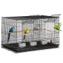 Bird cage for small parrots, metal, 18 inches, black