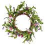 Artificial decorative wreath, 22 inches, pink-green, with daisies