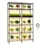 Plant shelf with grow light, 6 tiers, 180 cm, metal, with wheels and timer