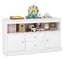 Children's storage box, 2 cabinets, 2 drawers, White, 42 × 12 × 24.5 inches