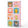 Children's wardrobe, 6 cubes and hanging compartment, Blue/pink/white, 74.93 × 35.56 × 144.78 cm
