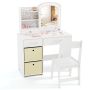 Children's dressing table, set with chair, White, 80 × 108.5 × 40 cm