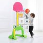 Children's Basketball Hoop Set, 6 Height Levels, Pink, Yellow and Green, 24 × 23 × 46.5–51 inches