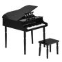 Lastenpiano, 30 kosketinta, jakkaralla, Musta/vaaleanpunainen, 50,5 × 49 × 54 cm