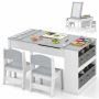 Children's drawing table with easel, with 2 chairs, Gray, 109 × 55 × 60 cm