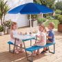 Children's table and bench set, with umbrella, 101.6 × 149.86 × 100.33 cm