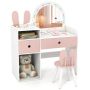 Children's dressing table, with stool, White, 80.5 × 95 × 39.5 cm