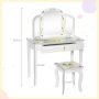 Children's dressing table set, with stool and 3-piece mirror, white, 70 × 95 × 34 cm