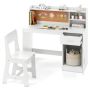 Children's desk and chair set, 1 table, 1 chair, White, 109.5 × 100.5 × 48 cm