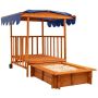 Children's wooden sandbox, with playhouse, 110 × 110 × 119.9 cm