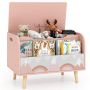 Children's toy box with bookshelf, Pink/white, 59.69 × 43.18 × 40.64 cm