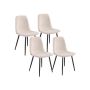 VASAGLE KDC188W01 Dining Chair Set, 4 pcs, White, 55 × 43.5 × 85.5 cm