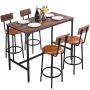 Обеденный комплект VEVOR BTZ-GW-001, 1 стол и 4 стула, 120 × 91,5 × 60 см