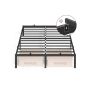 Single bed frame VASAGLE RMB134B01, 90 × 200 cm, Black, 200 × 140 × 35.6 cm