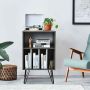 Vinyl record stand with 5 open compartments, brown