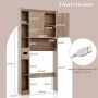 Bathroom cabinet mounted above the toilet, 2 doors, 6 open compartments, 80 × 171 × 20 cm