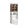 Over-the-toilet bathroom cabinet, 2 doors, adjustable shelf, Brown, 59.69 × 172.72 × 24.13 cm