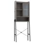 Over-the-toilet Bathroom Cabinet, Sliding Acrylic Doors, Gray, 63.5 × 29.21 × 170.18 cm