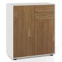 Kitchen buffet cabinet, 3 shelves, 2 doors, 2 drawers, White/multicoloured, 74 × 85.5 × 35 cm
