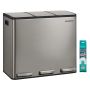 SONGMICS kitchen trash can, 3 × 18 l, with pedal, Silver, 62 × 35.3 × 54 cm