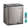 SONGMICS LTB130EZ01 Kitchen Trash Can, 2 × 15 l, with pedal, Silver, 41.8 × 35.3 × 45.5 cm