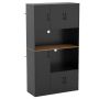 Kitchen cabinet, Freestanding, Black, 100 × 180 × 40 cm