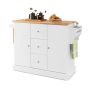 Kitchen island cabinet trolley, 2 cabinets, 3 drawers, 127 × 91.5 × 46 cm