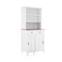 Kitchen cabinet, with countertop and two drawers, White, 30 × 67 × 19 inches