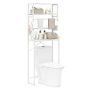 Bathroom shelf, 3 shelves, 3 hooks, White, 64 × 162 × 24 cm