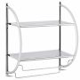 Bathroom shelf holder, with two shelves and two hooks, Silver/white, 45 × 26 × 55 cm
