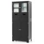 Bathroom cabinet, 4 doors, 2 drawers, Black, 60 × 128 × 30 cm