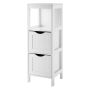 Bathroom cabinet, 4 tiers, 2 drawers, White, 30 × 30 × 88.9 cm