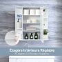 Bathroom cabinet with mirror, 6 open and 4 internal shelves, 66 × 16.5 × 62 cm