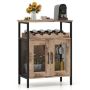 Wine bar cabinet, for 5 bottles and 6 glasses, Oak, 60 × 79 × 34 cm